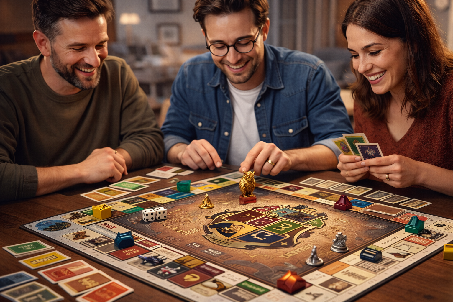 Friends playing a themed board game